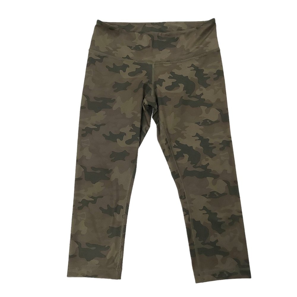 Lululemon Athletic Camo Capri Leggings Size 8 Mid Rise Elastic Waist Green